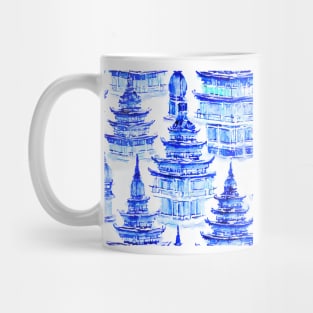 Blue pagodas Mug